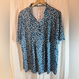 Hocosit Blue Floral Button Down Shirt